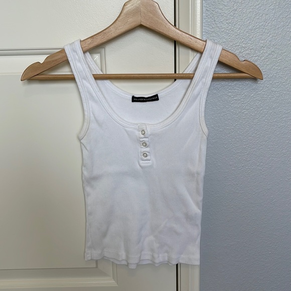 Brandy Melville Tops Nwot Brandy Melville White Henley Tank Top One
